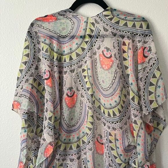 Women's Long Flowy Kimono Open Front Cardigan Boho Chiffon OS Wrap Cover-up - Picture 4 of 5